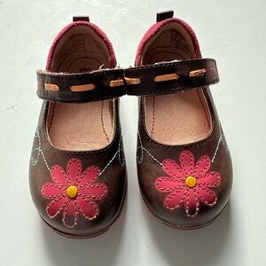 Umi Brown and Pink Floral Kids Dress Shoes